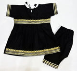 Soft Cotton Black Dress - 2Pc - For New Born Baby Girl | Suitable in All Season | New Balochi Design Baby Fashion