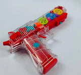 Transparent Light gear shooter gum with multilights and gears inside best gift For kids