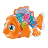 Electric Universal Transparent Gear Fish Swing Colorful Lights Musical Toys For Children