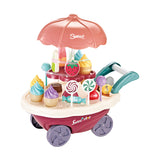 30 Pcs Plastic Ice Cream Candy Play Cart Kitchen Set Toy With Lights And Music For Kids