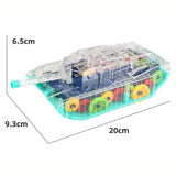 Transparent Mechanical Police Army Gear Tank with Technology 3D Light, Musical Sound & 360 Degree Rotation toy For Kids