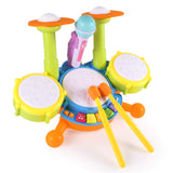 Kids Drum Set Toddler Toys With Adjustable Microphone Musical Instruments Playset