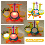 Kids Drum Set Toddler Toys With Adjustable Microphone Musical Instruments Playset