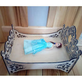 Wooden Doll Bed for Barbie Doll, Doll house bed Full Size For kidd