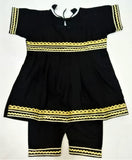 Soft Cotton Black Dress - 2Pc - For New Born Baby Girl | Suitable in All Season | New Balochi Design Baby Fashion