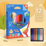 Washable Plastic Crayons Colour- Crayon Box Of 12 piece