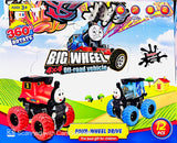 Big wheels 4x4 off road vehicle cute train face stunt car