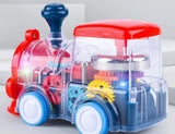 Children Inertia Driving Force Classical Train Toy Light Up LocomotiveTransparent Gears Car Toys, Push and Go...