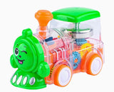 Children Inertia Driving Force Classical Train Toy Light Up LocomotiveTransparent Gears Car Toys, Push and Go...