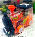 Children Inertia Driving Force Classical Train Toy Light Up LocomotiveTransparent Gears Car Toys, Push and Go...