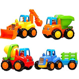 Set Of 4 Durable Friction Powered Construction Vehicles For Kids