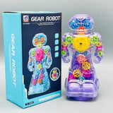 Electric Transparent Gear Robot Toy With Light Effects for Kids