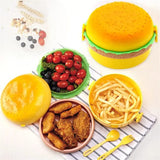 1 Pc Round Cute Burger Shape Lunch Box Perfect For School Kids