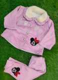 2 Pcs girls stitched velvet embroidered suit