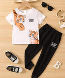 2 pcs stitched cotton tee shirt and cotton trouser-Im tiger cub tracksuit