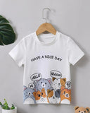 1 pcs stitched cotton tee shirt-have a nice day cats graphic tee