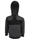 Grey & black panel full sleeves kids hoodie