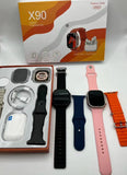 X90 Ultra 49mm Smart Watch With Earbuds Earphone Fashion Band Smartwatch (random Colour)