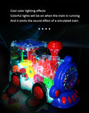 Electric Transparent Gear Train Universal Walking Train Colorful Lights Musical Toy