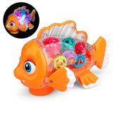 Electric Universal Transparent Gear Fish Swing Colorful Lights Musical Toys For Children