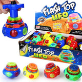 UFO Spinning 12 Pcs Top Spinning Light LED Light Up Spinning Music Flashing Spinner Toy